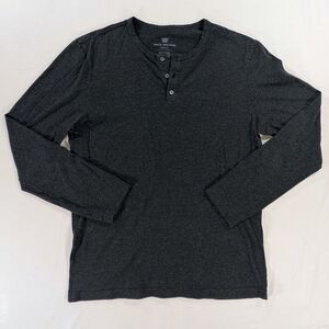 Mack Weldon Long Sleeve Button Front Henley Shirt Men's Med Gray